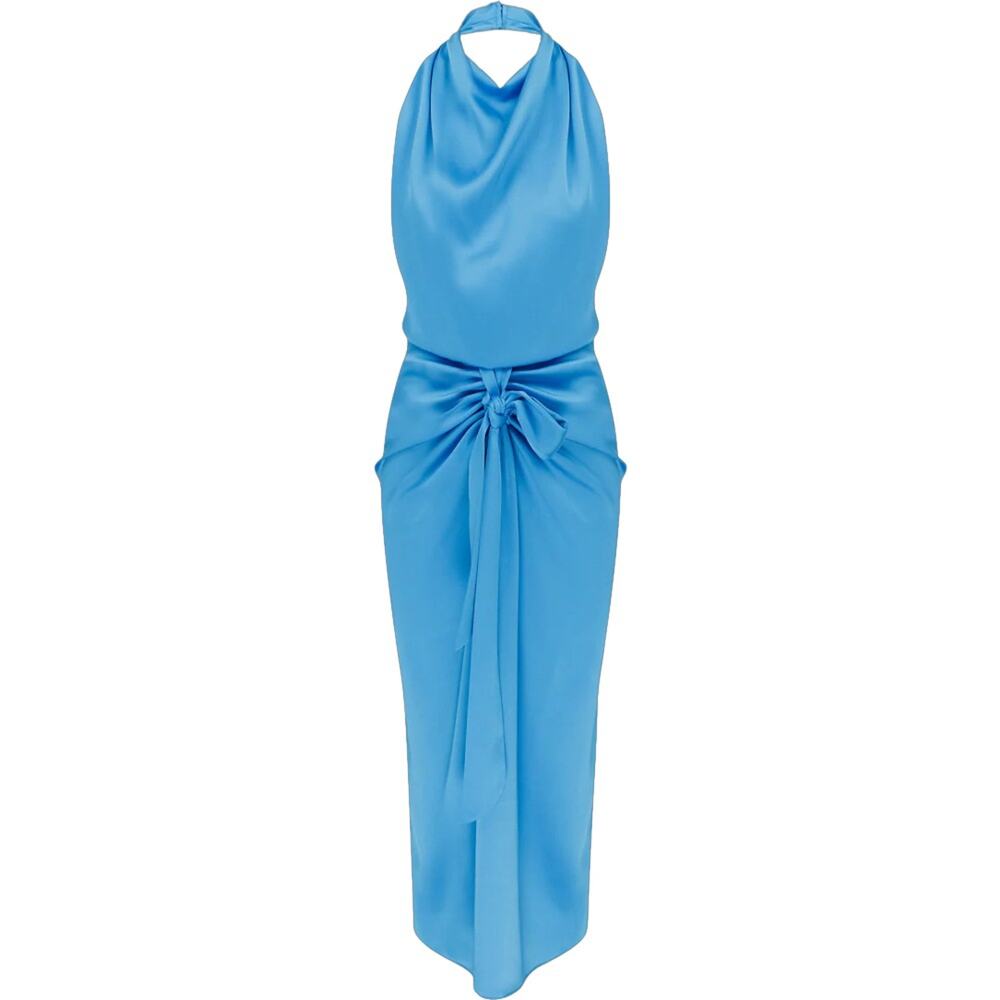 ILA Aries - Satin Backless Midi Dress Blue - XS